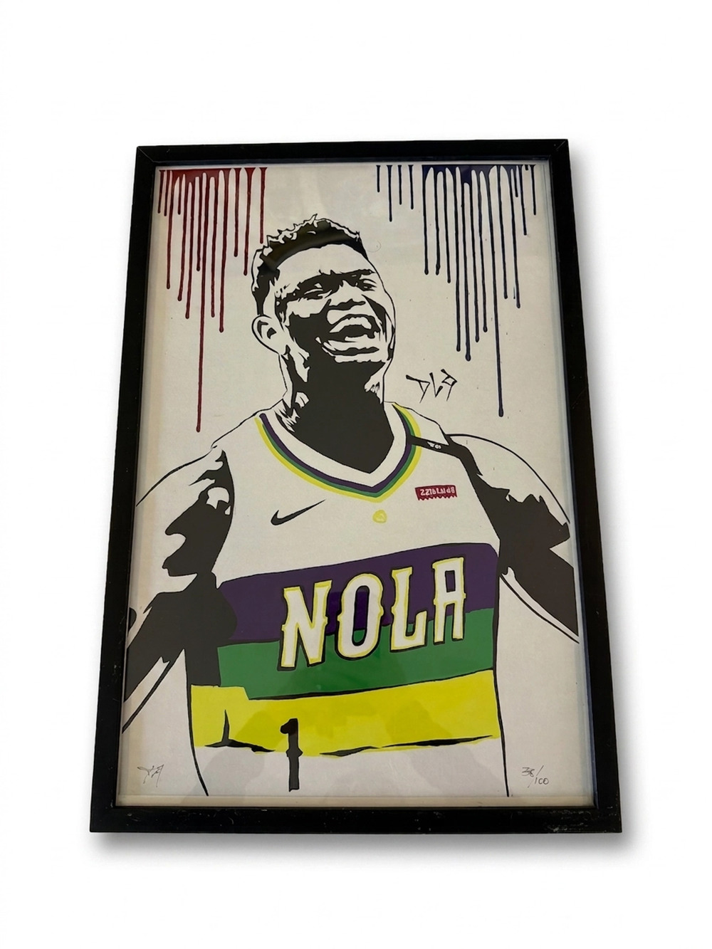 @d_lo LIMITED Zion William [38/100] Pelicans Mardi Gras | Multicolor | 18“x12”